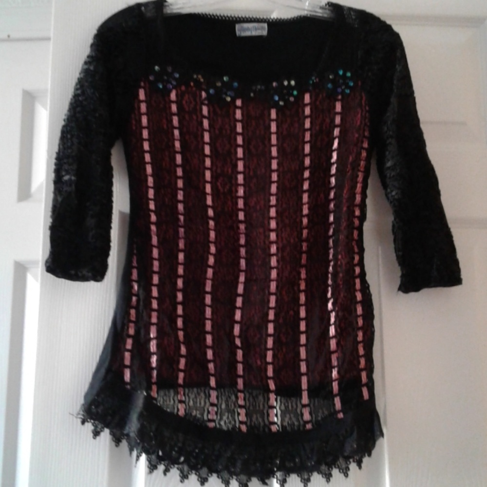 Y2K Lace & Sequin Top MED